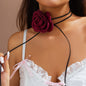 Retro Fabric Satin Rose Flower Necklace