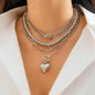 Layered Chunky Heart Chain Choker Necklace
