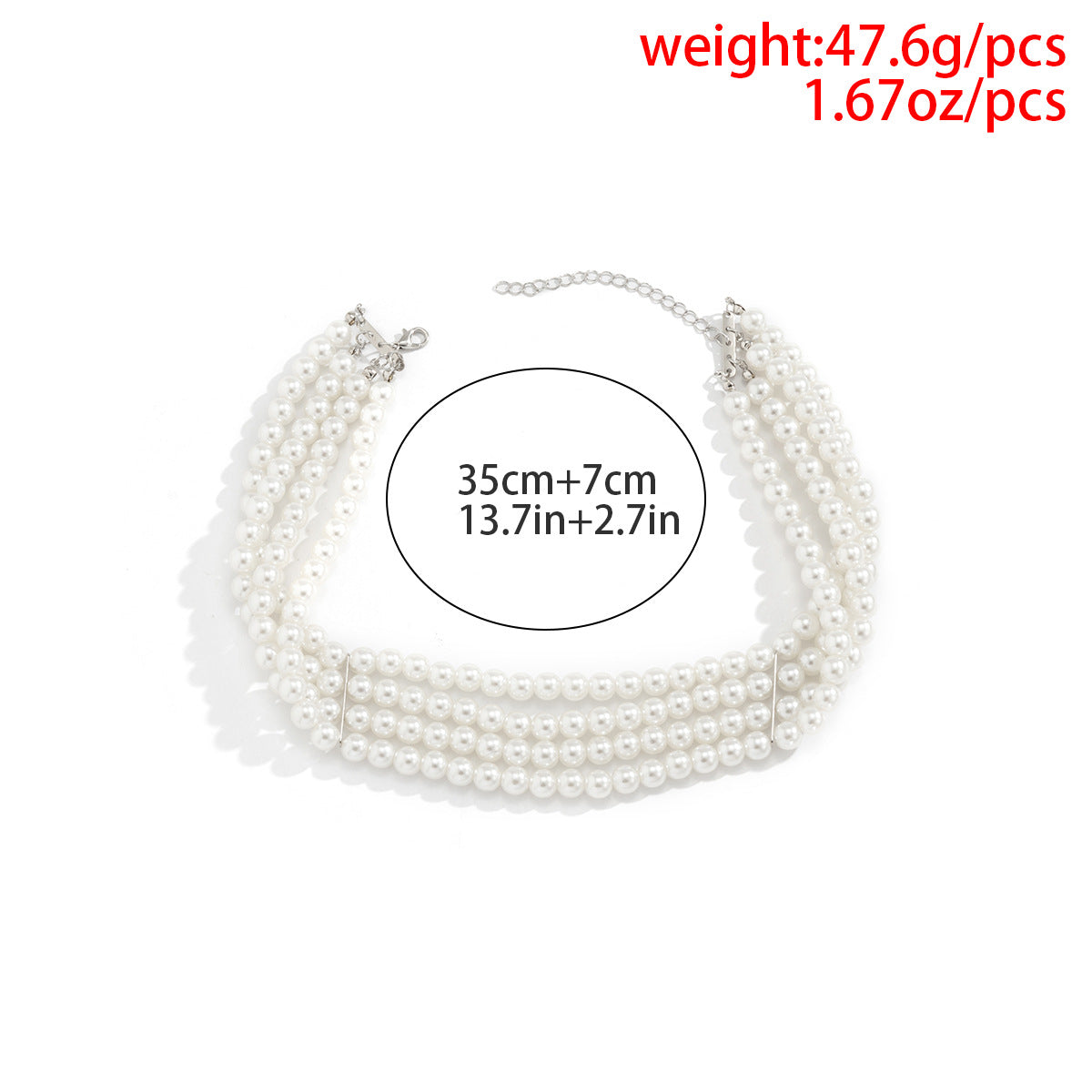Handmade Beaded Multi Layer Pearl Necklace Statement
