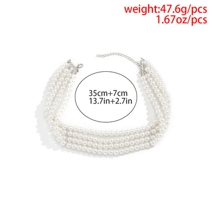 Handmade Beaded Multi Layer Pearl Necklace Statement
