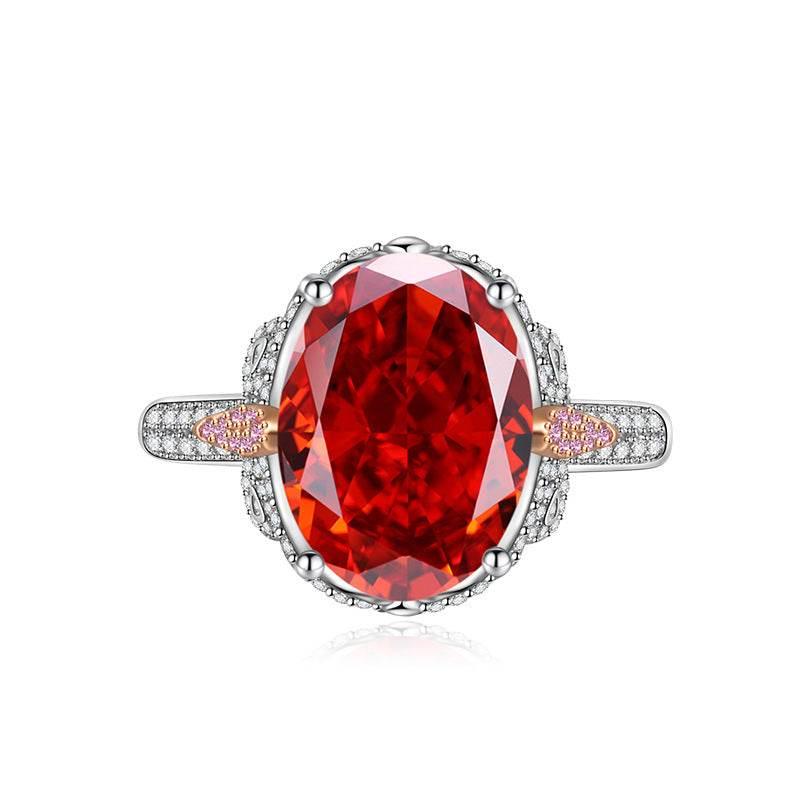 Multicolor Ice Flower Cut Oval CZ Adjustable Ring, 10*14mm 8A Cubic Zirconia, Two-Tone Pave CZ Band, Dainty Luxe
