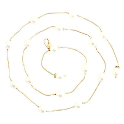 Fashion Pearl Decorative Metal Waist Chain Waist Belt for Dress