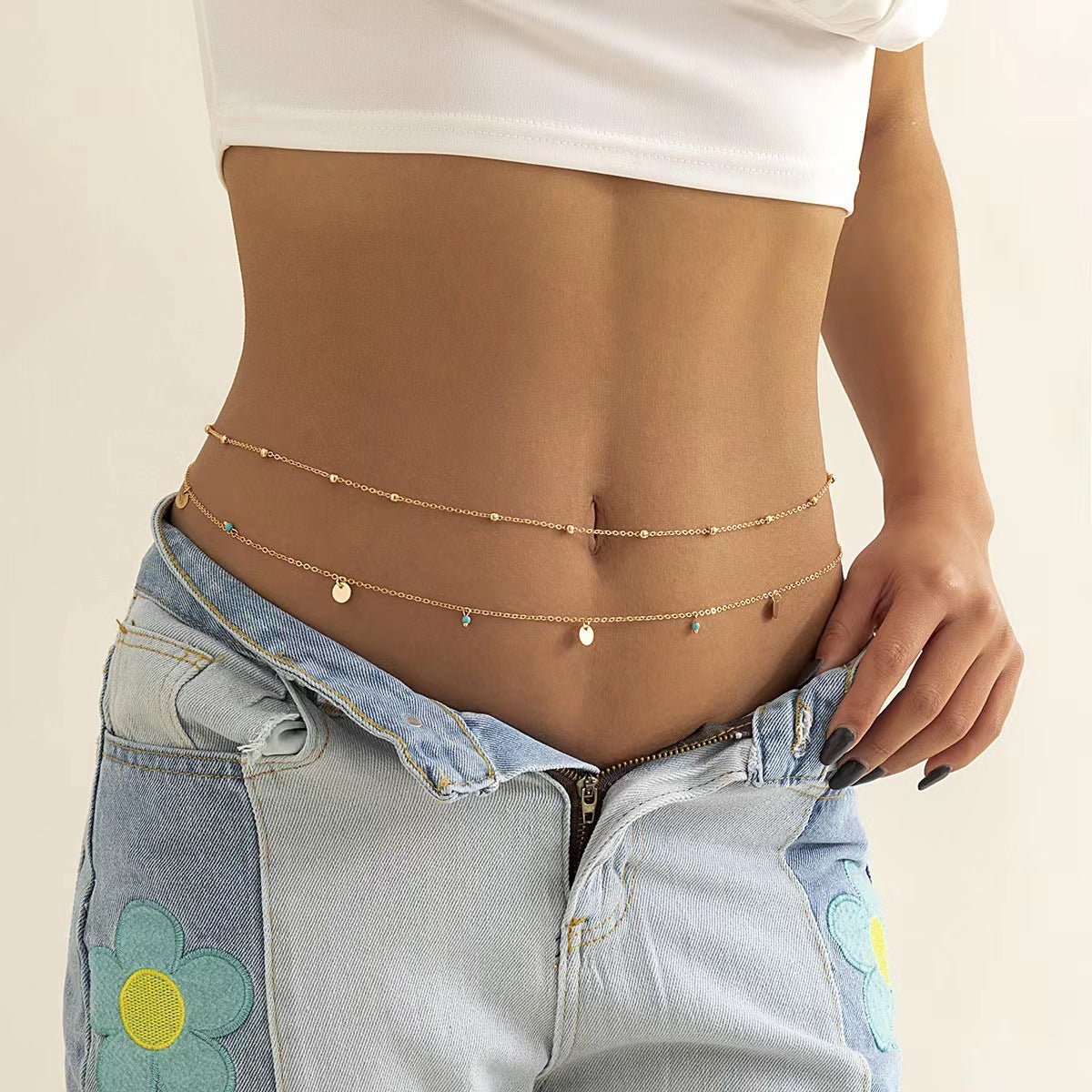 Sequin Pendants Bead Waist Chain for Women
