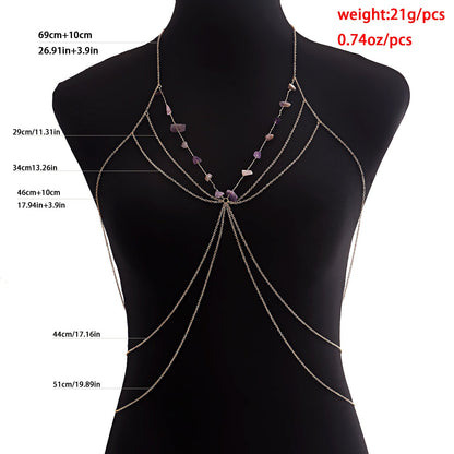 Stone Summer Body Jewelry Chain Beach Sexy Metal Chest Chain