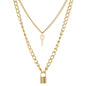 Multi Layer Lock Pendent Geometric Necklace