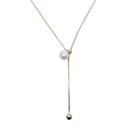 Single Pearl Drawstring Necklace
