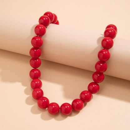 Punk Smooth Big Round Beads Strand Necklace for Women