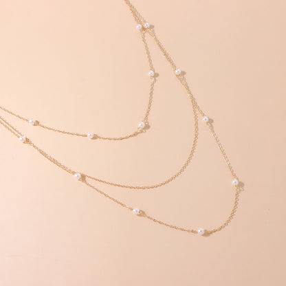 Multi Layer Pearl Necklace Choker Jewelry Long Chain Necklaces