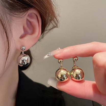 Round Beads Metallic Earrings
