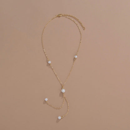 Bohemian White Imitation Pearl Tassel Necklace