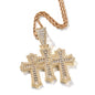 mens gold chain cross diamond-studded necklace
