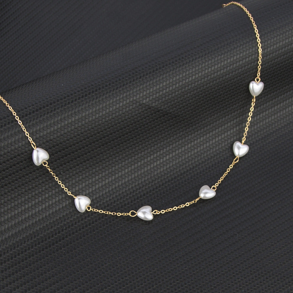 Gothic Baroque Pearl Heart Choker Necklace