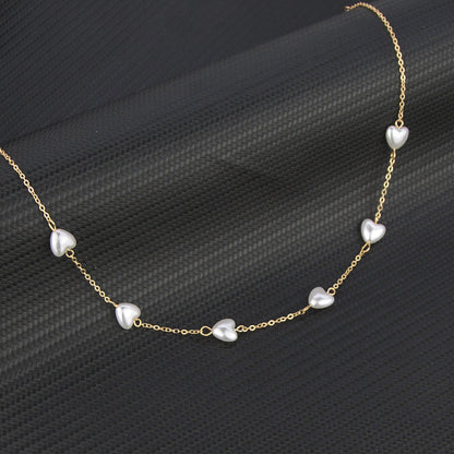 Gothic Baroque Pearl Heart Choker Necklace