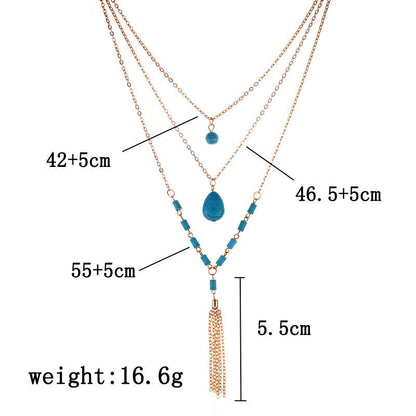Tassel Necklace Turquoise Stone Necklace
