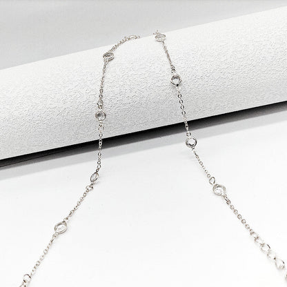 Lariat Layering Chain Crystal Stone Necklace