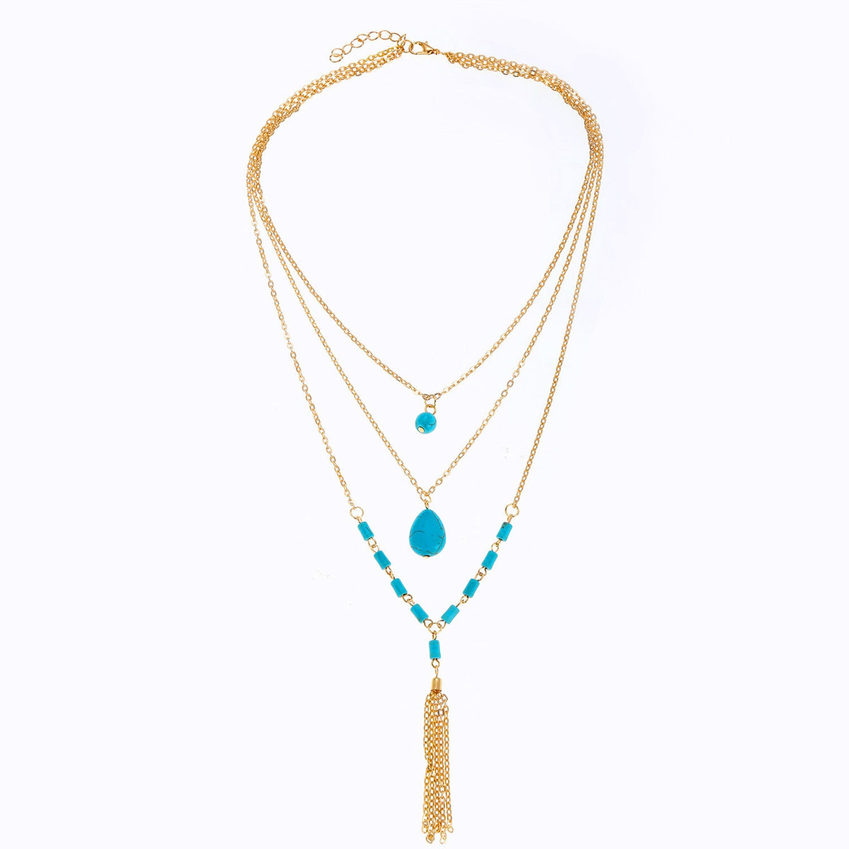 Tassel Necklace Turquoise Stone Necklace