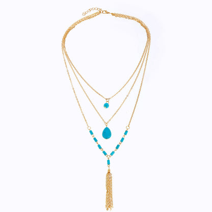 Tassel Necklace Turquoise Stone Necklace