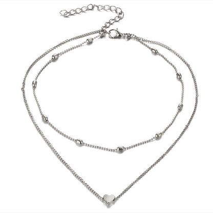 Layered Heart Pendant Necklace Jewelry for Women