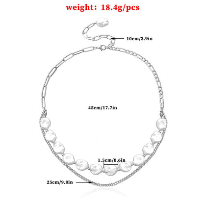 Double Layers Irregular Pearl Necklace