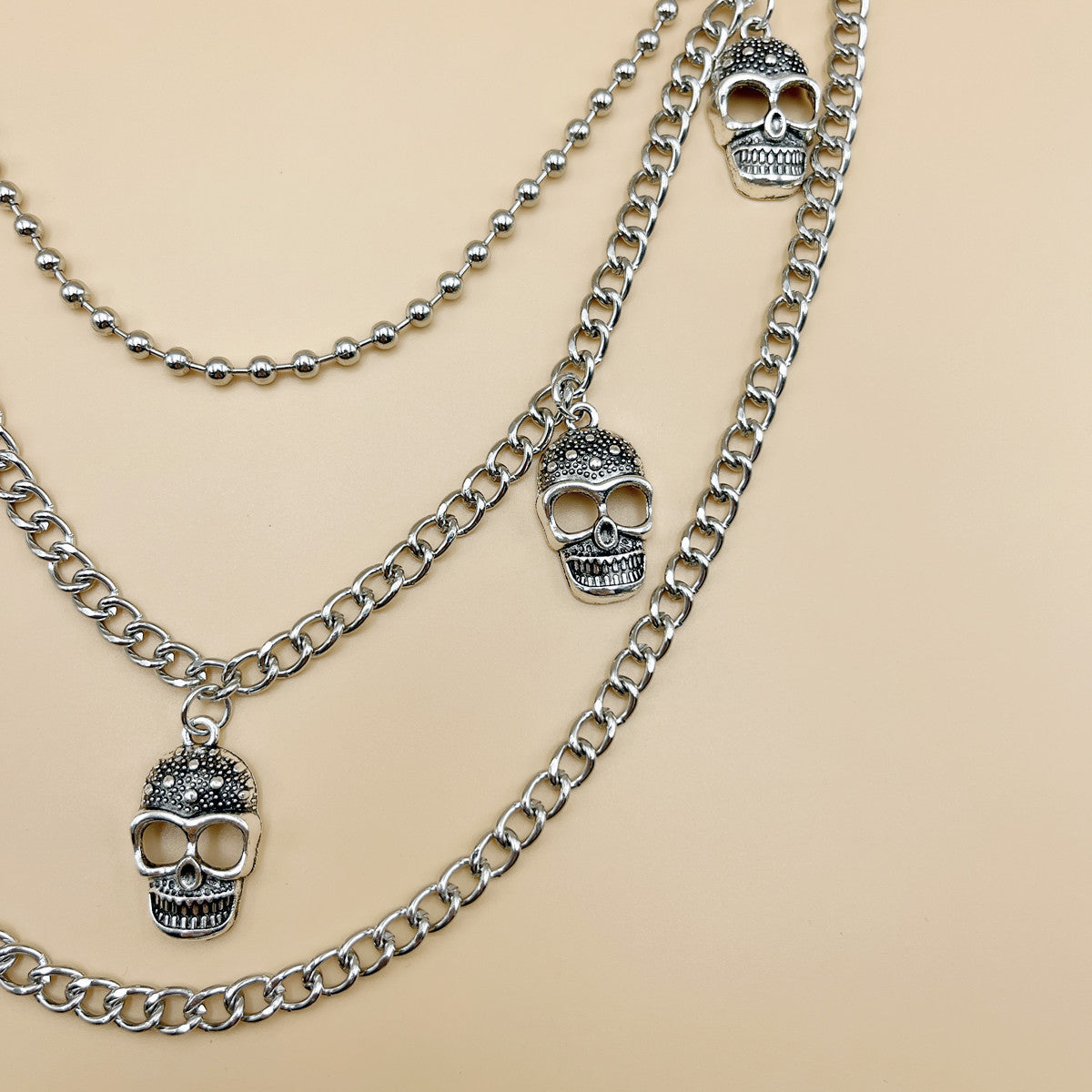 Punk Rock Skull Decoration Double Layers Jeans Chains Pants Chain