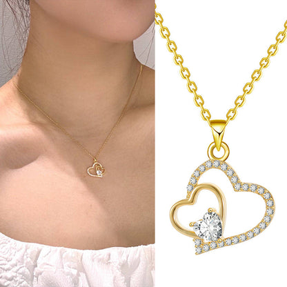 S925 Silver Heart Diamond Pendant Necklace