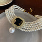 Layered Big Rhinestones Pearl Beads with Green/Red/Transparent Crystal Short Choker Necklace