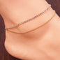 Bohemian Double Chain Tassel Crystal Jewelry Anklet