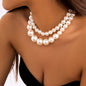 New Fashion Necklace Double-layer Pearl Choker Necklace Pearl Beaded Necklace