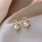 Triangle Waterdrop Pearl Stud Earrings