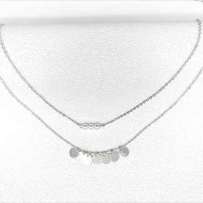 Round Coin Pearls Pendant Chain Necklaces