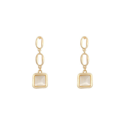 Opal Square Dangle Drop Earrings