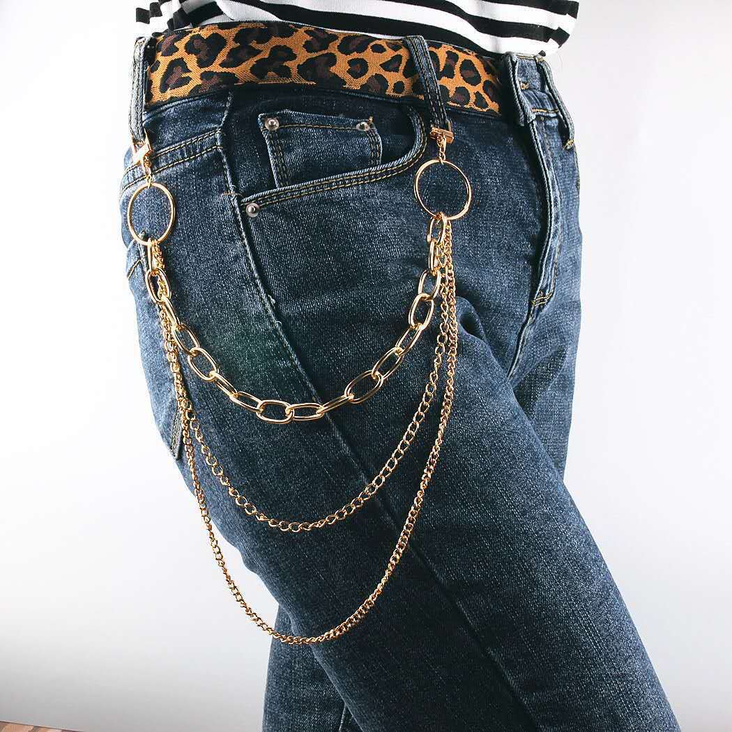Three Layered Jeans Chain Punk Rocker Pants Chain