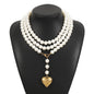 Bohemia Multilayer Long Pearl Chain Necklace Love Heart Pendant