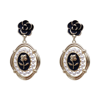 Enameled Pearl Beads Earrings