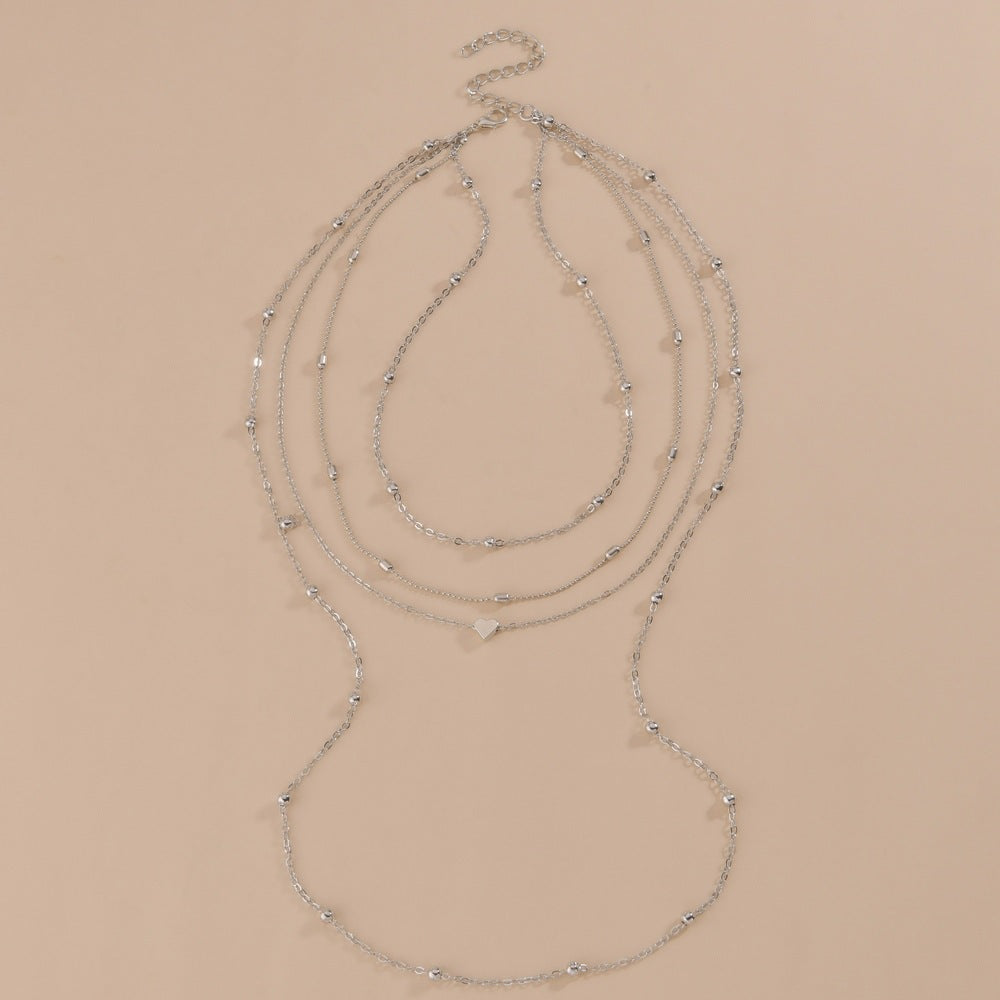 Fashion Jewelry Heart Pendant Chain Layered Set Necklace