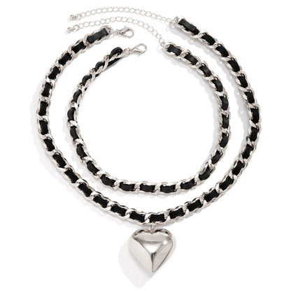 Retro Love Double Layer Chain Necklace