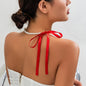 Lace up Velvet Long Pearl Necklace for Women