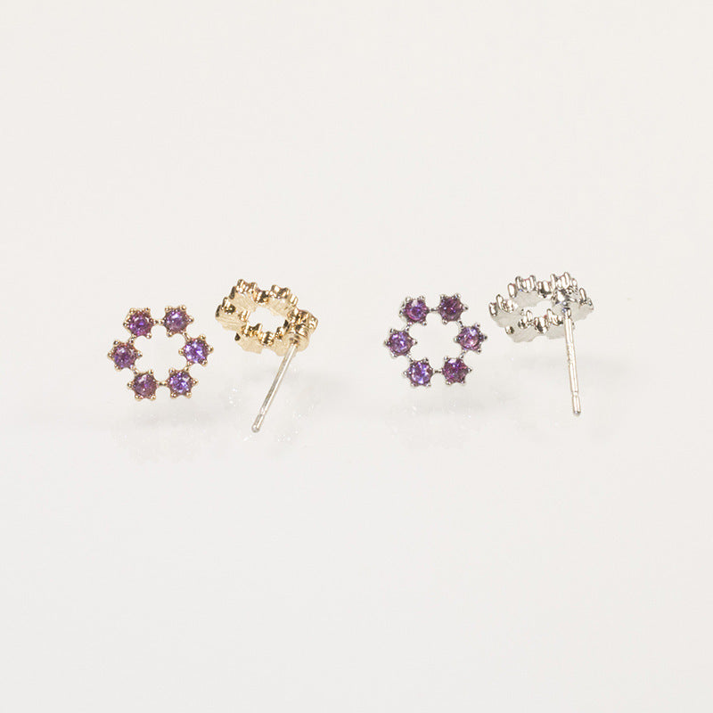 Rhinestone Ring Stud Earring