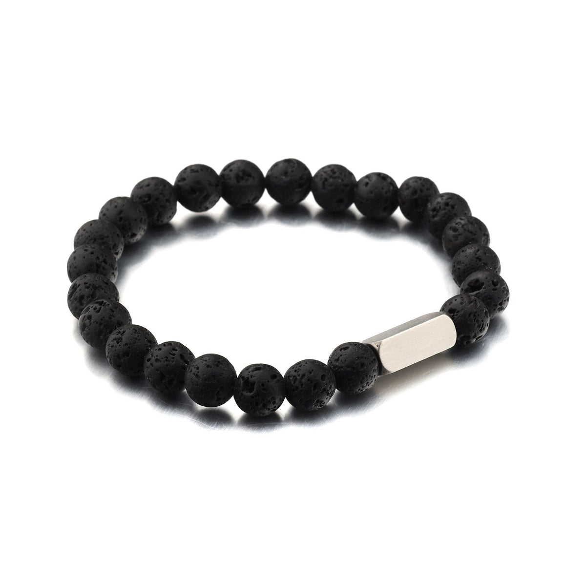 Stainless steel engraved beaded bracelet