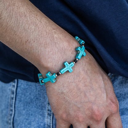 Turquoise Cross Stitching Bracelet