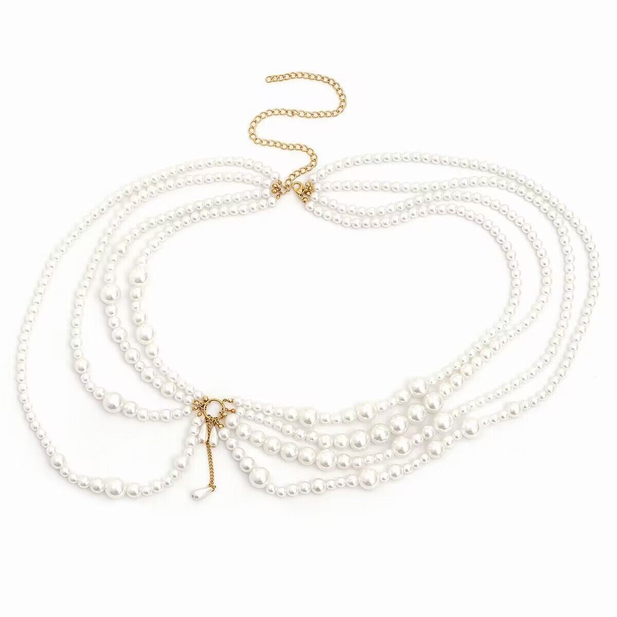 Sexy Imitation Pearl Waist Belt Multi Layered Body Chain