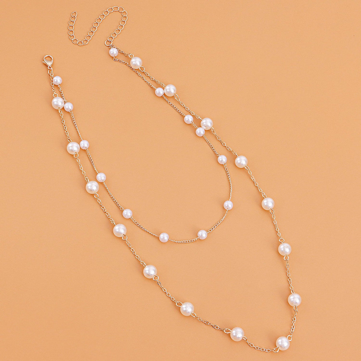 Elegant White Pearl Chain Necklace Women Collar