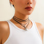 Heart Pendant Black Leather Wax Necklace