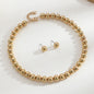 Geometric Round Metallic Beads Choker Necklace Jewelry Set