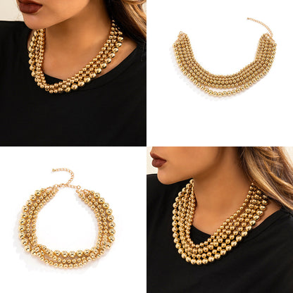 Women's Ornament Exaggerated Beaded Twin Punk Minority Simple Necklaces