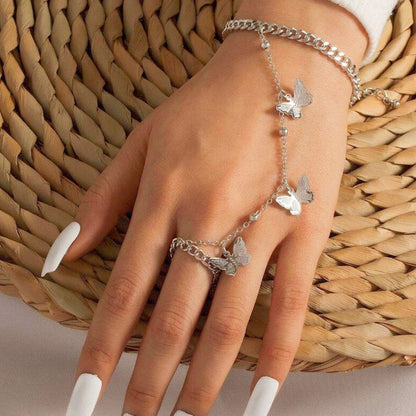 Women butterfly Finger Bracelet Jewelry