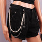Geometry Butterfly Pendant Metal Pearl Chain Trousers Chain