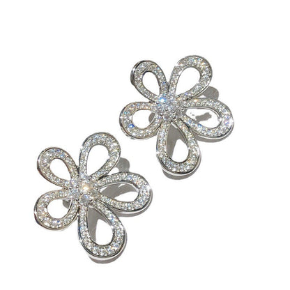 Rhinestone Sunflower Stud Earrings