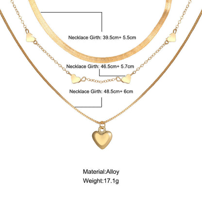 New Fashion Heart Triple Layers Pendant Necklace