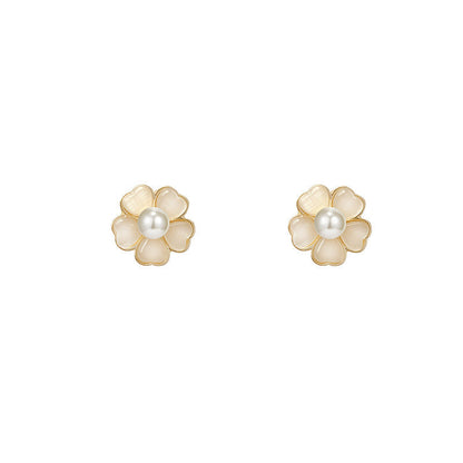Opal Flowers Pearl Earrings